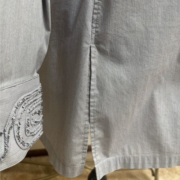 PAPERWHITE by HINSON WU LUXURY DESIGNER TAILORED EMBROIDERED GRAY SHIRT SIZE 8 - Picture 9 of 11